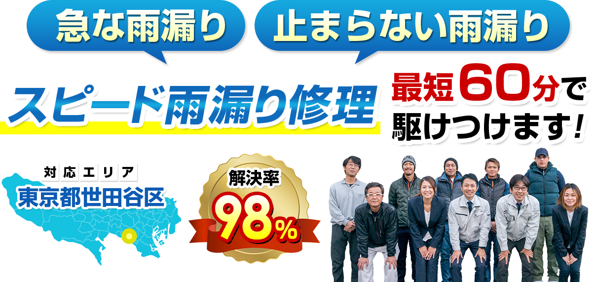 雨漏りのトラブル、即日対応！最短60分で伺います！